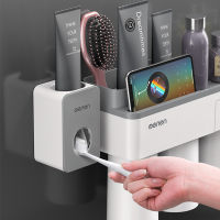 Automatic Toothpaste Dispenser Squeezer Toothbrush Holder For Bathroom Tooth Brush Holder WallMounted Organizer Storage Bathroom