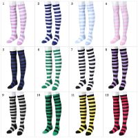 SUBEI 12 Colors Stripe Stockings Women Over Knee Long Socks Knitted Cotton Fashion Casual Warm Thigh High