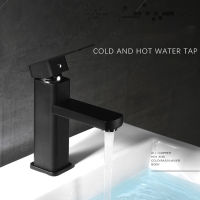 Bathroom Kitchen Basin Faucet Black Square Paint Sink Faucet Hot Cold Mixer Tap Single Hole Kitchen Tap Lavotory Accessorie