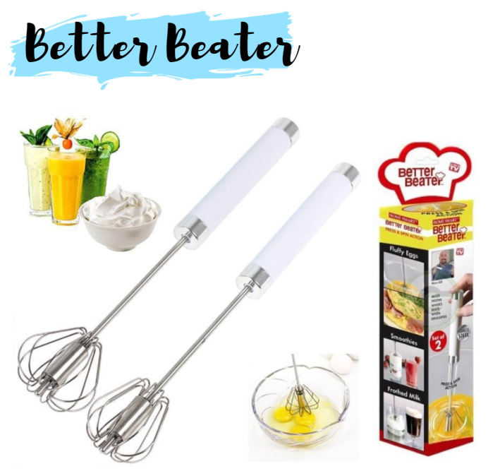 Home Smart Better Beater Egg Press & Spin Whisks Smoothies Frothed Milk