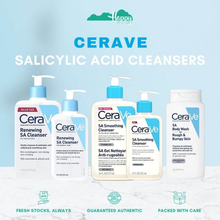 Cerave Cleansers Renewing SA Foaming Hydrating SA Smoothing Acne Foam ...