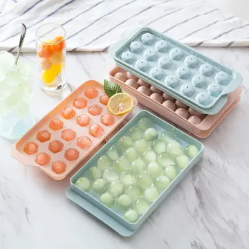 Ice Tray Mold with Lid Bin Ice Cube Maker for Freezer Container Make 32/64  Mini Ice for Chilling Whiskey, Cocktail, Coffee