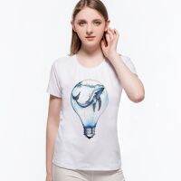 new trend lady t shirt Predicament to survive design concept top fish in the light bulb Funny casual womens tops tees M5BL