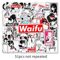 UJYU สติกกอร์น่ารัก สเก็ตบอร์ดสติกเกอร์ โน้ตบุ๊ค51ชิ้น/ล็อตสำหรับสติ๊กเกอร์ติดรถยนต์โปสเตอร์แล็ปท็อป Waifu สติกเกอร์การ์ตูนเด็กผู้หญิงสติกเกอร์ลายอนิเมะสติ๊กเกอร์กราฟฟิตี