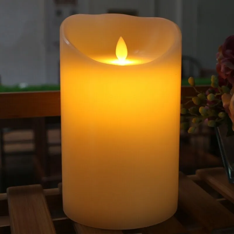 USB Rechargeable Flameless Electric Led Candle Dancing Moving wick Pillar  Paraffin Candles Light Home Wedding Table Decoration