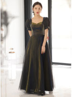 FD285 Black 2022 Evening Dresses Short Sleeve Women Dress Zipper Floor-Length Vestidoes Evening Dress