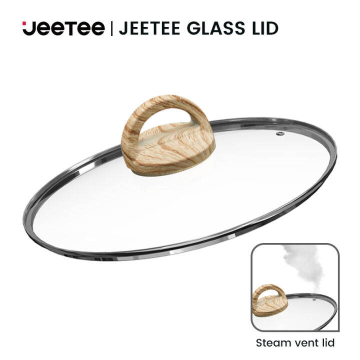 JEETEE Tempered Galss Lid with Steam Vent Visible Lid Cover for Pan