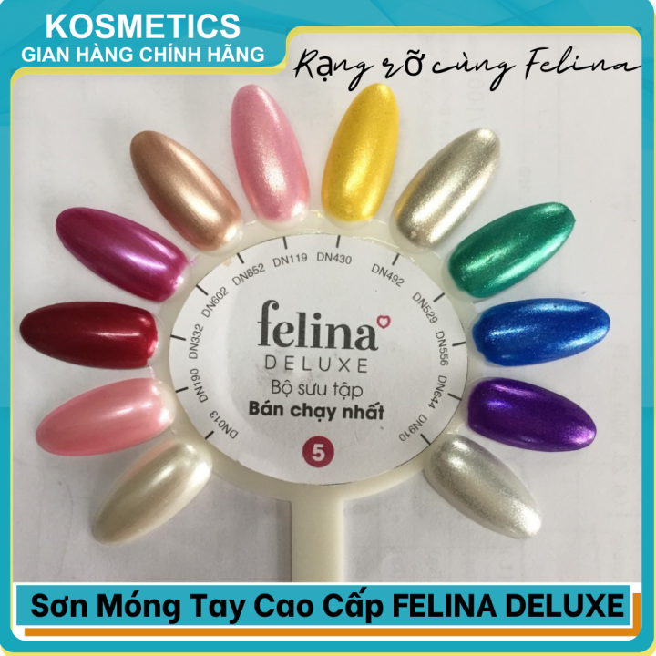 Sơn móng tay Felina Deluxe: Felina Deluxe là thương hiệu sơn mới nhất khai trương tại Việt Nam. Nổi bật với chất lượng tốt và màu sắc đa dạng, sản phẩm này sẽ thực sự làm hài lòng quý khách hàng khó tính nhất. Hãy xem ảnh và bắt đầu trải nghiệm những tông màu mới này ngay hôm nay.