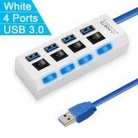 ฮับ USB ขายดีที่พ้วง USB 4พอร์ต LED USB 3.0อะแดปเตอร์ฮับเปิด/ปิดสวิตช์สำหรับคอมพิวเตอร์แล็ปท็อปความเร็วสูง