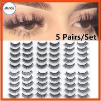 DANCH SKONHED 5 Pairs แฮนด์เมด เครื่องมือแต่งหน้าตา Ultra-wispy ต่อขนตา 5D Faux Mink Hair ขนตาปลอม เต็มปริมาณธรรมชาติ