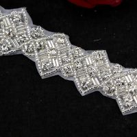 1 Yard Bridal applique Trimming, rhinestone applique,diy Headband, Sash Applique