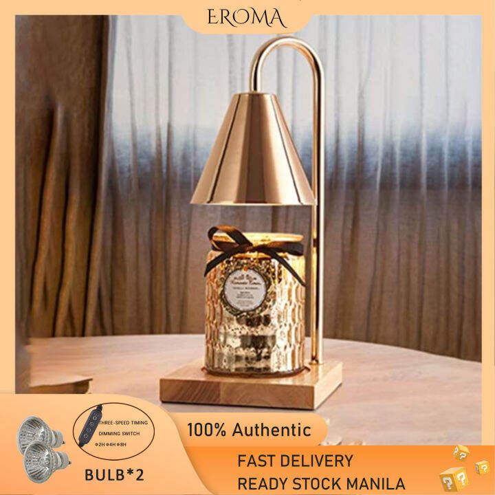 [EROMA] Dimmable Candle Lamp with Wood Base Top Down Candle Warmer on