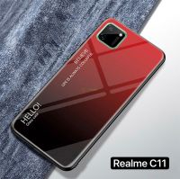 ส่งจากไทย Case Realme C11 2021 เคสกระจก เคสกันกระแทก เคสเรียวมี เคสกระจกไล่สี ขอบนิ่ม เคสกระจกสองสี