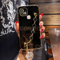 Maitus For Infinix Smart 5 Pro/infinix เคส10i ร้อนพร้อมสี่สร้อยข้อมือโคลเวอร์6D กรอบสี่เหลี่ยมเงาเคสมือถือกรอบด้านหลังป้องกันซิลิโคน