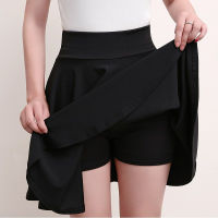 【CW】2022 Flared Skirts Women S Basic Shorts Skirt Fashion Versatile Black Casual Mini Skater Medium Pleated Fluffy Skirt Plus Size