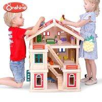 [COD] onshine wooden play house toy doll villa girl princess gift diy large suite