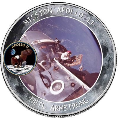 สินค้าขายดี2019 50th วันครบรอบปีอพอลโล11ร่อนลงบนดวงจันทร์เงินเหรียญที่ระลึกของขวัญลดลง No4จัดส่ง