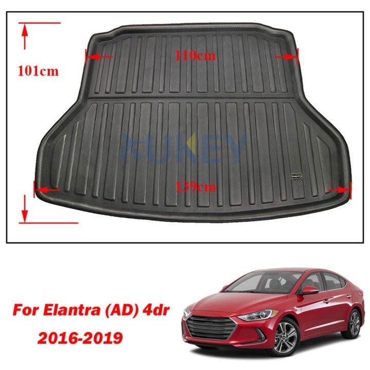 สำหรับ-hyundai-elantra-avante-ad-2016-2017-2018-2019แผ่นรองกระโปรงหลังรถที่เก็บของท้ายรถซับพื้นอุปกรณ์ป้องกันรถพรมสำหรับรถยนต์