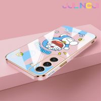 Jlingji เคสปลอกสำหรับ Samsung S22บวก S22อัลตร้าเคสซิลิโคนดีไซน์ใหม่ลายโดราเอมอนฝาปิดเลนส์เต็มเคสป้องกันกล่องกันกระแทกกล้องถ่ายรูป