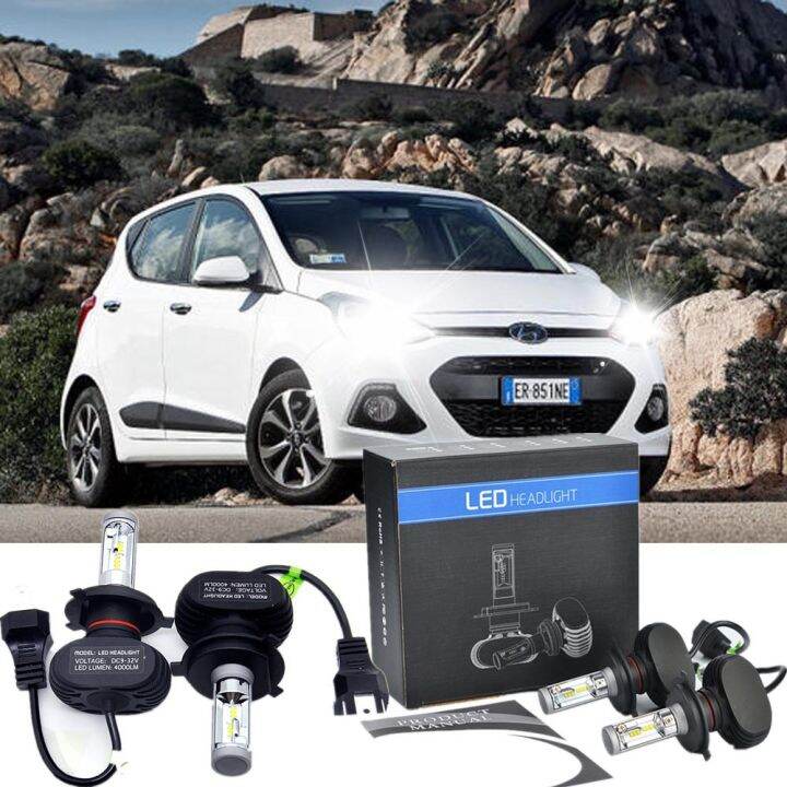 1 Pair LED Car Headlight 8000LM Auto LED Headlight h4 for Hyundai i10 (PA) 1st Gen 2008 2017