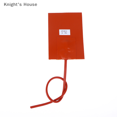 Knights House แผ่นซิลิโคนกันน้ำถังน้ำมันเครื่อง100W 12V, แผ่นทำความร้อนยางรองถังน้ำมันเชื้อเพลิงอเนกประสงค์อุปกรณ์ให้ความอบอุ่น