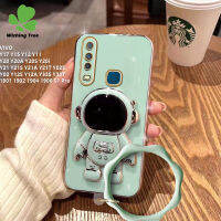 เคสสำหรับ VIVO Y17 Y15 Y12 Y11 Y20 Y20A Y20S Y20i Y12S Y12A Y21 Y21S ฝาครอบโทรศัพท์ TPU Y21A Y21T Y33S Y33T Y02S Y02 S1 Pro 1901 1902 1904 1906น่ารักนักบินอวกาศเคสมือจับสำหรับโทรศัพท์มือถือเคสนิ่มเคลือบอิเล็คโทรเพลท6D + สร้อยข้อมือ