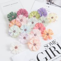 【CC】 50PCS 4.5CM Silk MINI Wedding Decoration Scrapbook Fake Wreath Headdress Artificial Flowers