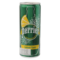 น้ำแร่กระป๋องเปอริเอ้ กลิ่นเลมอน 250 มล. น้ำแร่ชนิดมีฟอง Perrier Lemon Flavor