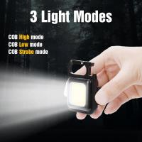 Mini LED ไฟฉายทำงานแบบพกพา COB ไฟฉาย USB พวงกุญแจสำหรับกลางแจ้ง Camping Corkscrew