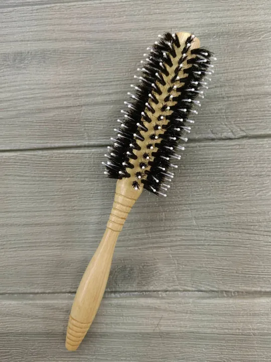 Wooden Hair Roller Brush / Styling brush with Soft Bristle White