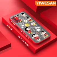 YIWESAN เคสปลอกสำหรับ Samsung Galaxy M31 A31,เคสนิ่มป้องกันคลุมทั้งหมดปลอกซิลิโคนลายการ์ตูนสีเทียนขำขันบางมีน้ำค้างแข็งโปร่งใสแข็งขอบสี่เหลี่ยมกันกระแทก