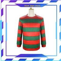 Hawk Sight Store CGMGTSN Freddy Krueger หมวกด้านบนสีเขียวสีแดงชุดคอสเพลย์ผู้หญิงชุดสูท Freddie Krueger ชุดแฟนซีเวทีฮาโลวีน