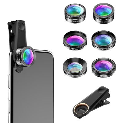 APEXEL APL-DG6V2 6 in 1 Mobile Phone Camera Lens Wide Angle Macro Lens CPL/Star Filter ND32 For SmartphonesTH