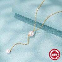 CANNER Y-Shaped Sized Pearls Necklace For Women Silver Chain 925  Jewelry Womens Neck Chain Luxury High Quality Wedding Чокер