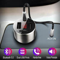 JINSERTA รถบลูทูธ5.0เครื่องส่งสัญญาณ FM Modulator Dual USB พอร์ต Car Charger MP3 Player เครื่องรับสัญญาณเสียงไร้สายชุดแฮนด์ฟรี