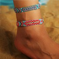 Bohemian Adjustable Woven Anklets Bracelets for Women Girl Summer Beach Braided Handnade Friendship Leg Foot Barefoot Jewelry