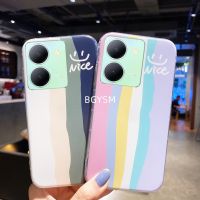 เคสสำหรับ VIVO สมาร์ทโฟนคลังสินค้าพร้อมใหม่2023 Y27 4G 5G Y36 4G 5G Y02t เรียบง่ายปลอกลายรุ้งคู่ TPU Silicagel นุ่มเคสบางพิเศษกันกระแทกฝาหลัง