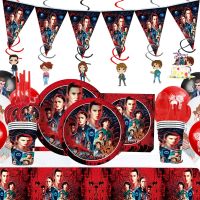 [Afei Toy Base]Stranger Things 4 Birthday Party Decorations Disposable Tableware Plate Cup Napkins Stranger Things Party Supplies For Boys Kids