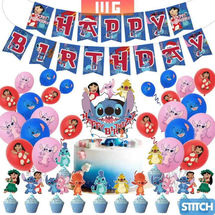 Stitch theme birthday party decoration Stitch kids birthday banner ...