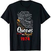 Short Sleeve Crew neckQueens Are Born In AUGUST 1974 44th 1 1 Cotton Casual T-Shirt For Men