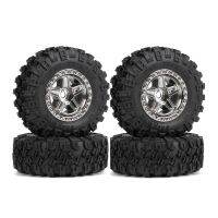 1.0Inch Beadlock Wheel Rims Tires Set for 1/24 RC Crawler Axial SCX24 Deadbolt Gladiator Parts Kit ,Silver