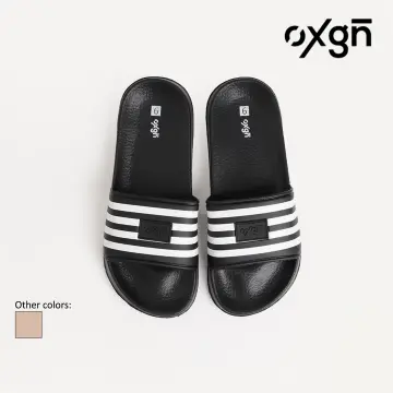 Black and discount white striped slippers