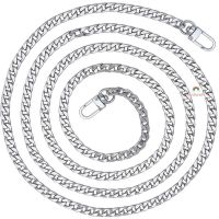 47inch DIY Iron Flat Chain Strap Handbag Chains Accessories Purse Straps Shoulder Cross Body Replacement Straps-with 2pcs Metal Buckles Platinum