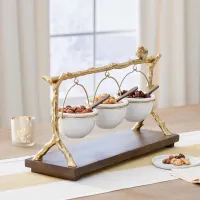 Resin Snack Rack Branches Shape Tabletop Display Stand with Spoons Bowls Decoration for Home Office Christmas Birthday Party