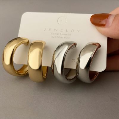 【CC】 JWER Color Hoop Earrings Round Minimalist NEW C-shape Jewelry Gifts