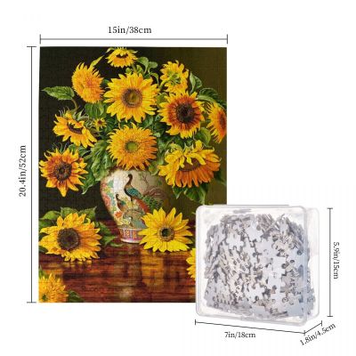 Sunflowers In A Peacock Vase Wooden Jigsaw Puzzle 500 Pieces Educational Toy Painting Art Decor Decompression toys 500pcs