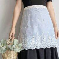 Kitchen Apron Bucolic Embroidered Waterproof Half  Home  Dining Room Photo White Lace  Waist  s Aprons