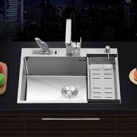 304 Stainless Steel Kitchen Sink Handmade Sink Drop-in Topmount With Knife Holder 20 Gauge R10 Tight Radius Deep Single Big Bowl