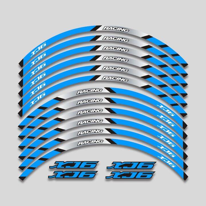 โอซี-ชุดเทปรูปลอกสำหรับตกแต่งยางขอบ-สำหรับยามาฮ่า-xj6-xj-6-17มอเตอร์ไซค์-inch-สติกเกอร์อุปกรณ์เสริมล้อฮับสะท้อนแสง