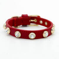 Luxury Diamond Dog Cat Collar Bling ภาษาเช็คคำ Rhinestone Genuiner หนังสัตว์เลี้ยงสร้อยคอ High-End คริสตัลขนาดใหญ่ Handmade